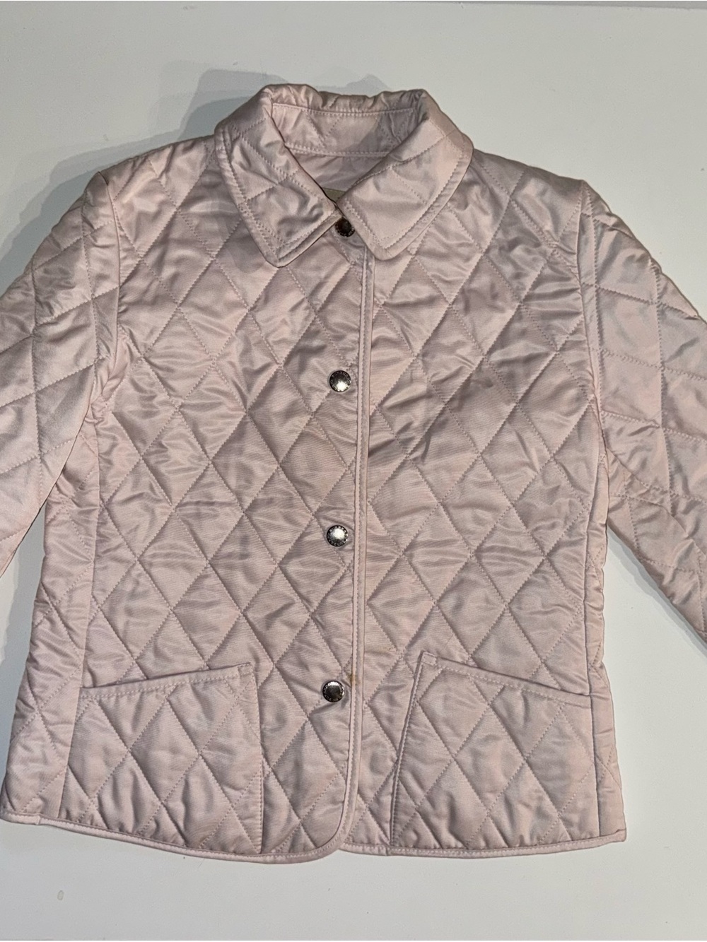Burberry Quilted Light Pink Snap-Front Kids Jacket